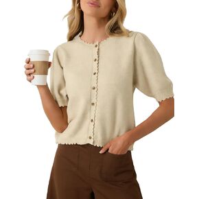سترات نسائية بأكمام قصيرة وأزرار لأعلى وأكمام منتفخة خفيفة الوزن، سترة صيفية قصيرة غير رسمية متماسكة in Kuwait