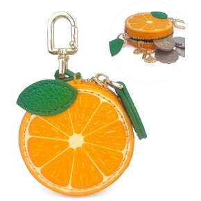 Cute Fruit Coin Purse Charms Kawaii Cherry Keychain With Zipper Coin Pouch,Strawberry Bag Charms Orange Change Purse Cute Apple Mini Bag with Keychain for AirTag (Orange 1) in Kuwait