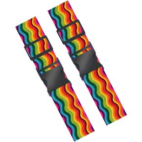 2 Pack Luggage Straps for Suitcases Adjustable Travel Bag Belts Polyester Baggage Straps with Buckle Closure Colorful Leaf Feather Pattern Luggage Belts for Travel Suitcases in Kuwait