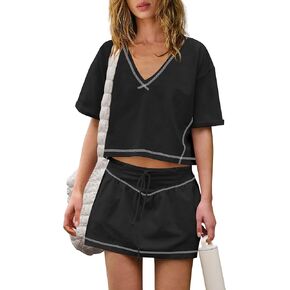 LAMISSCHE Womens 2 Piece Workout Sets Athletic Gym Sets Crop Top And Skirt With Shorts Set Activewears in Kuwait