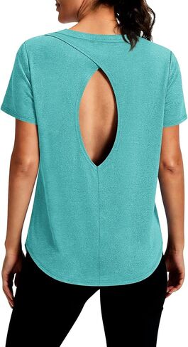 Alaroo ملابس علوية للتمرين مفتوحة الظهر للنساء بأكمام قصيرة ملابس يوجا بيلاتيس قمصان رياضية للصالة الرياضية ملابس لياقة بدنية صيف 2026 in Kuwait