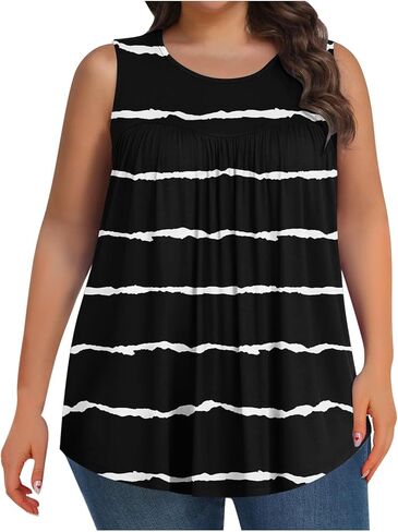 Shirts for Women Summer Trendy Sleeveless Oversized Cruise Vacation Tunic Casual Spring Plus Size Tank Tops Clothing in Kuwait