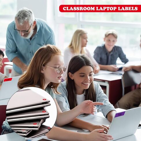 18 Sheets Classroom Laptop Labels-Chromebook Color Coding Stickers with Round & Rectangular Styles,Paper Cable Label Chromebook Labels to Write for Teacher Classroom Computer Management (6 Color) in Saudi Arabia