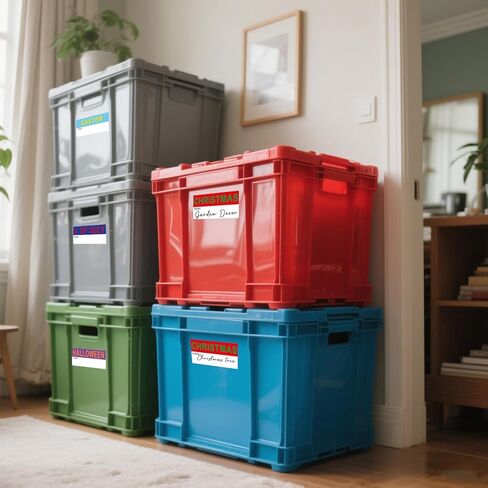 ملصقات مرمزة بألوان العطلات - عبوات متعددة - 40 قطعة من ملصقات تخزين الديكور الموسمي لعيد الميلاد والهالوين وعيد الفصح - ملصقات للمنزل والمكتب وتنظيم الفصول الدراسية، ومستلزمات النقل in Kuwait