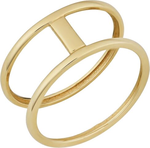 Kooljewelry 10k الذهب الأصفر بار خاتم مزدوج in Kuwait