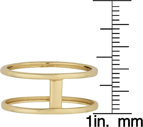 Kooljewelry 10k الذهب الأصفر بار خاتم مزدوج in Kuwait
