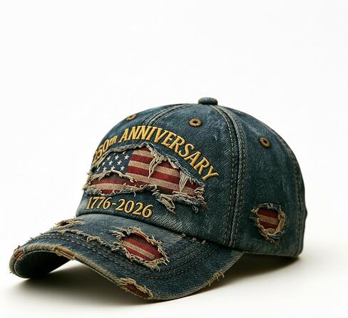 250th USA Anniversary Denim Flag Baseball Cap America's Commemorative Patriotic Hats in Kuwait
