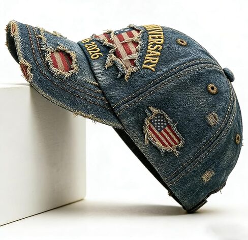 250th USA Anniversary Denim Flag Baseball Cap America's Commemorative Patriotic Hats in Kuwait