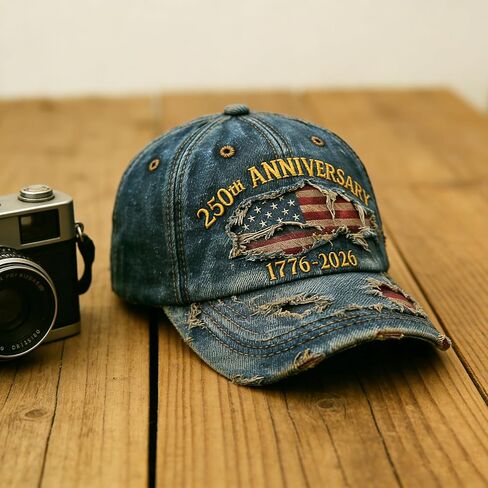 250th USA Anniversary Denim Flag Baseball Cap America's Commemorative Patriotic Hats in Kuwait