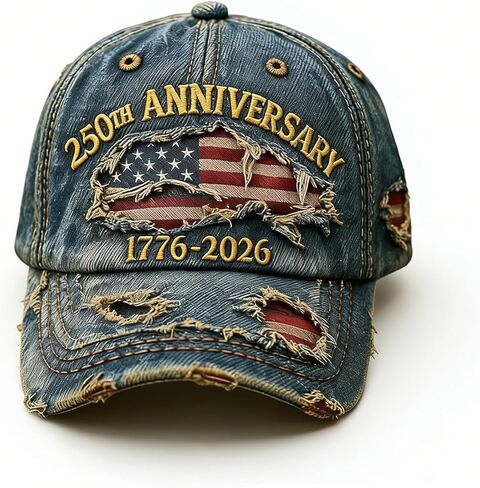 250th USA Anniversary Denim Flag Baseball Cap America's Commemorative Patriotic Hats in Kuwait