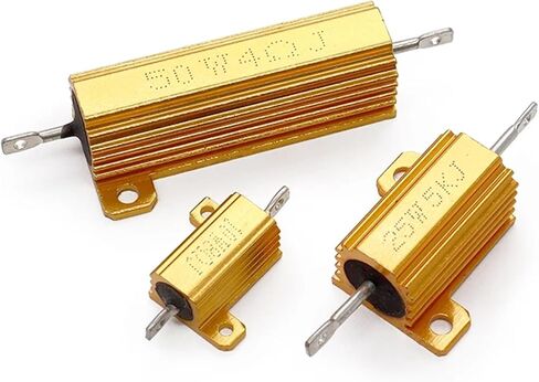 1PCS RX24 gold aluminum shell resistor 10 cooling 25/50/100 W high power 0.1/4/5/8/10/20R/500ohm(100W,鹿) in Saudi Arabia