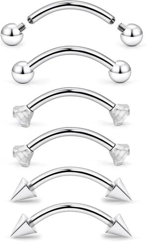 الحاجب ثقب المجوهرات الجراحية الصلب مكعب زركونيا داخليا الخيوط العمودي Labret الشفاه مجوهرات منحني الحديد حلقات الحاجب الصغيرة الأذن الغراب حلقات زر البطن الصغيرة للنساء الرجال 18 جرام 16 جرام 14 جرام in Saudi Arabia