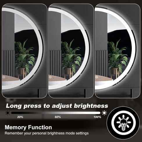 DUMOS 30 Inch Round LED Bathroom Mirror with Lights, Circle Vanity Mirror with Anti-Fog, Dimmable, 3-Color Light, Memory Function, Tempered Glass in Kuwait