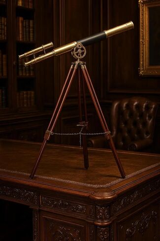 Antique Brass Refractor Telescope on Wooden Tripod, Decorative Brass & Wood Nautical Telescope. in Saudi Arabia