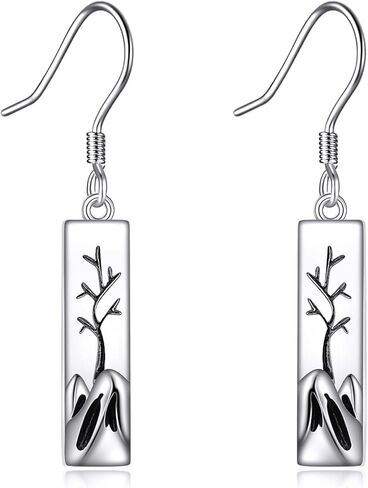 YFN Turquoise Mountain Earrings Sterling Silver Mustard Seed Dangle Drop Earrings Mountain Jewelry Gift for Skiers, Hikers, Campers, Climbers and Nature Lovers in Saudi Arabia