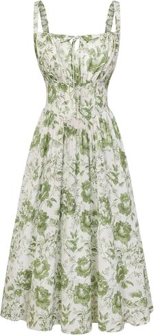 Women's Summer Spring Dress 2024 Ruched Bust Dress with Pockets Pink and Green XXL in Saudi Arabia