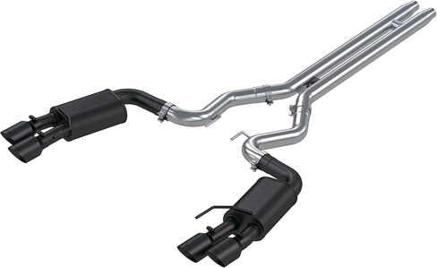 MBRP S7205BLK ظهر قطة 3 بوصات، أطراف حائط مزدوجة رباعية 4 بوصات، إصدار الشارع، مطلي باللون الأسود (2018-Up Ford Mustang GT) in Saudi Arabia