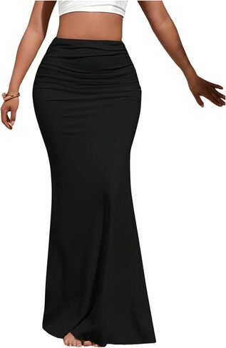 Milumia Women's Ruched Boydcon Maxi Skirt Elegant High Waisted Fishtail Long Skirts in Saudi Arabia