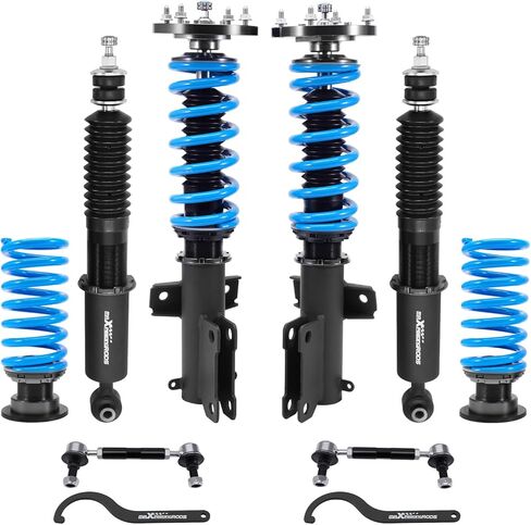 maxpeedingrods Coilover لـ Ford Mustang S-197 2005-2014، لـ Ford Mustang GT S-197 2005-2014، طقم تعليق Coilovers قابل للتعديل بـ 24 مستوى، طقم خفض مطور T6 قابل للتعديل باللون الأزرق in Kuwait