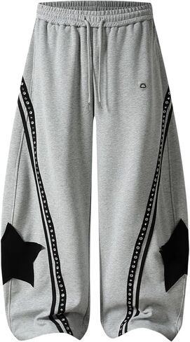 Aelfric Eden Baggy Barrel Sweatpants Women Men Star Graphic Striped Wide Leg Lounge Pants Elastic Waist Y2k Unisex Trousers in Saudi Arabia