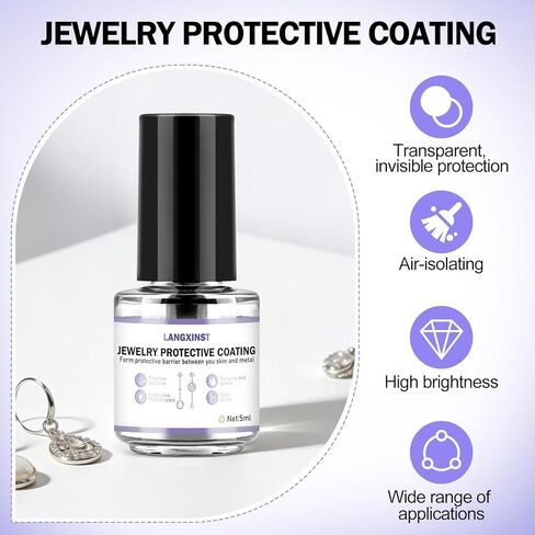 Jewelry Protective Coating,Jewelry Sealant, Clear Invisible Long-Lasting Protection Forms a Protective Barrier Between Skin and Metal Suitable for Earrings, Rings, and Bracelets in Kuwait