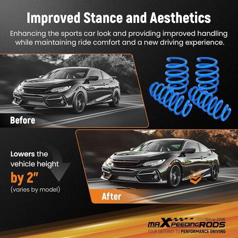 نوابض خفض maxpeedingrods لسيارة Toyota Camry FWD 2018-2024، SAE 9254 فولاذ ملفوف بارد 2.0 بوصة، نوابض ملفوفة منخفضة، أزرق in Kuwait