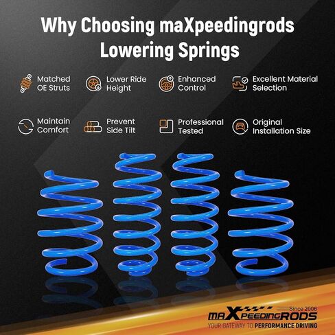 نوابض خفض maxpeedingrods لسيارة Toyota Camry FWD 2018-2024، SAE 9254 فولاذ ملفوف بارد 2.0 بوصة، نوابض ملفوفة منخفضة، أزرق in Kuwait