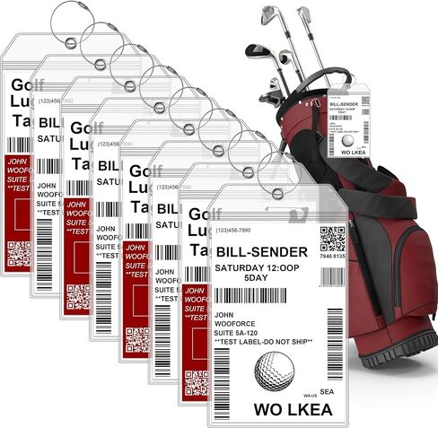 4 عبوات من حاملات بطاقات أمتعة الجولف من سيفيليا كبيرة جدًا مقاس 25.4 سم × 15.24 سم، علامات حقيبة جولف شفافة مقاومة للماء من البولي فينيل كلوريد مع حلقة فولاذية قوية in Kuwait