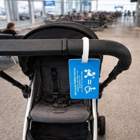 2 Pack Stroller as Wheelchair Tag – High Visibility Stroller Identification Tag with Removable Info Card & Cable Strap, Travel Priority Stroller Sign for Airports & Theme Parks in Saudi Arabia