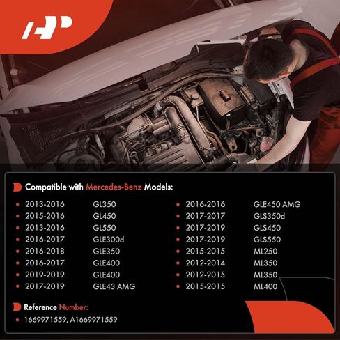 أنبوب توصيل أنابيب المياه A-Premium متوافق مع مرسيدس بنز - GL350 2013-2016، GL450، GL550، GLE300d، GLE350، GLE400، GLE43 GLE450 AMG، GLS350d، GLS450، GLS550، ML250، ML350 in Kuwait