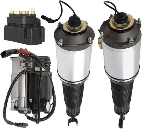 4x Air Suspension Kit Compressor Front Air Shocks & Valve Block Compatible With Audi A8 D3 in Kuwait