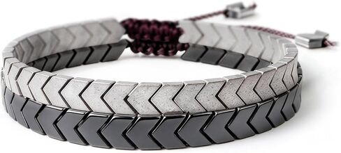 أساور زوجين له ولها، سوار من الفولاذ المقاوم للصدأ بعقدة حب قابلة للتعديل ومجموعة أساور هندسية من الحجر الطبيعي، أساور متطابقة للأزواج، هدية عيد ميلاد للعشاق in Kuwait