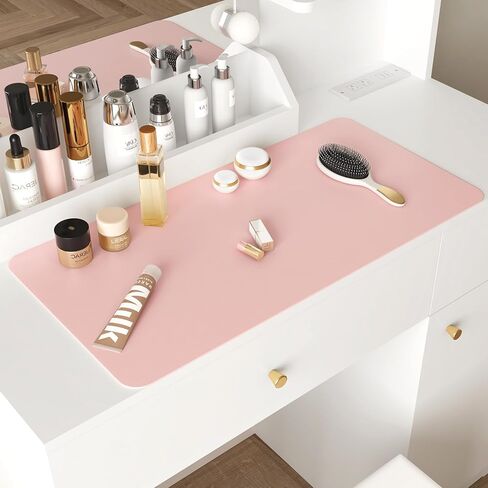 Makeup Mat for Vanity, Waterproof Dual-Sided Vanity Desk Protector for Dressing Table, Makeup Table Cover Mat Oilproof Dustproof Smooth Soft(31.5"*15.7'', Pink) in Saudi Arabia