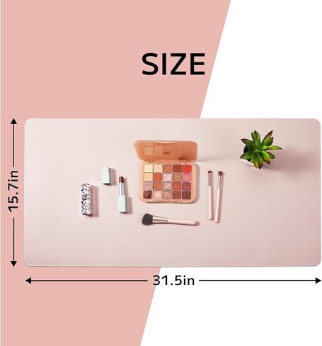 Makeup Mat for Vanity, Waterproof Dual-Sided Vanity Desk Protector for Dressing Table, Makeup Table Cover Mat Oilproof Dustproof Smooth Soft(31.5"*15.7'', Pink) in Saudi Arabia