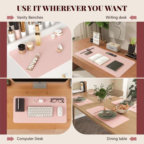 Makeup Mat for Vanity, Waterproof Dual-Sided Vanity Desk Protector for Dressing Table, Makeup Table Cover Mat Oilproof Dustproof Smooth Soft(31.5"*15.7'', Pink) in Saudi Arabia
