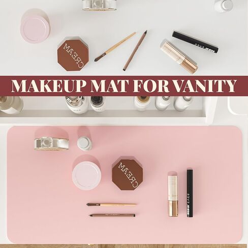 Makeup Mat for Vanity, Waterproof Dual-Sided Vanity Desk Protector for Dressing Table, Makeup Table Cover Mat Oilproof Dustproof Smooth Soft(31.5"*15.7'', Pink) in Saudi Arabia