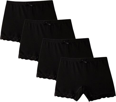 Girls Underwear 4pc Cotton Boyshorts Panties Safety Undershorts Soft Cute Elastic Waist Bowknot Boxers Briefs Size 10-12 in Saudi Arabia