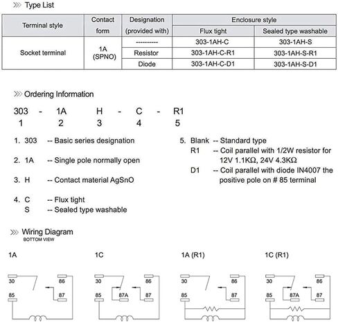 General Purpose Relays 303-1AH-C-R1-U01-12VDC RZR Slingshot Ranger Sportsman Cooling Fan Relay(1Pc) in Kuwait