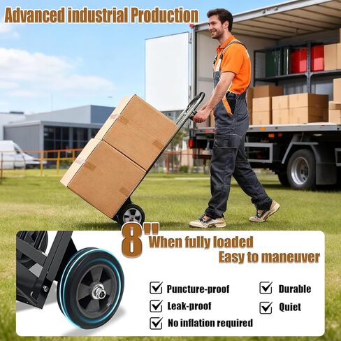 800 LB Dolly Cart with 8" Solid Rubber Wheels, Heavy Duty Folding Hand Truck Dolly with Bungee Cords, Compact Foldable Alloy Steel Design for Warehouses, Homes, Offices, and Small Business in Kuwait