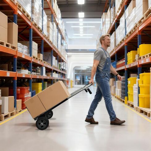 800 LB Dolly Cart with 8" Solid Rubber Wheels, Heavy Duty Folding Hand Truck Dolly with Bungee Cords, Compact Foldable Alloy Steel Design for Warehouses, Homes, Offices, and Small Business in Kuwait