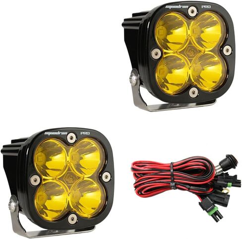زوج من مصابيح LED باللون الأسود من Baja Designs Squadron Pro - قطعتان LED مع مجموعة أسلاك (بقعة؛ كهرماني) in Saudi Arabia