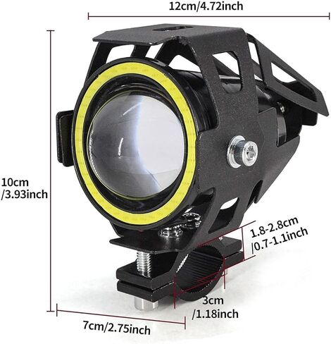 Biqing motorcycle driving lights led with 4 modes - universal U7 motorcycle auxiliary lights with white halo ring, stroboscopic - with High Low Beam Strobe in Saudi Arabia