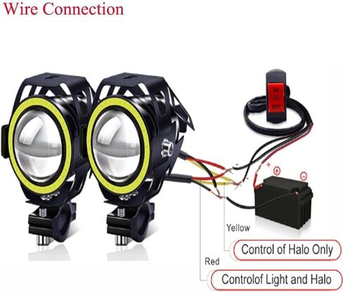 Biqing motorcycle driving lights led with 4 modes - universal U7 motorcycle auxiliary lights with white halo ring, stroboscopic - with High Low Beam Strobe in Saudi Arabia
