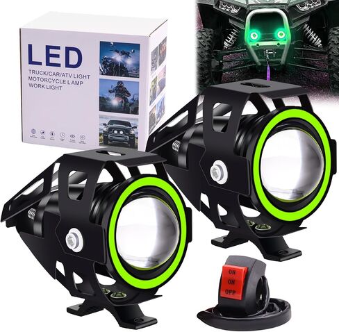 Biqing motorcycle driving lights led with 4 modes - universal U7 motorcycle auxiliary lights with white halo ring, stroboscopic - with High Low Beam Strobe in Saudi Arabia