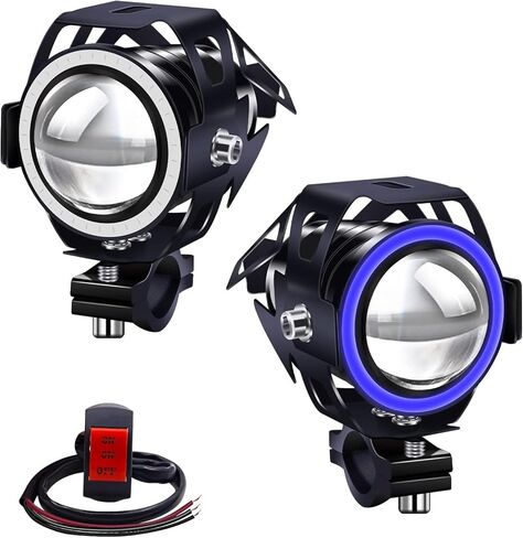 Biqing motorcycle driving lights led with 4 modes - universal U7 motorcycle auxiliary lights with white halo ring, stroboscopic - with High Low Beam Strobe in Saudi Arabia