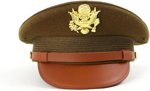 WW2 US Officer Hat Visor Wool Cap Crush With Eagle Embossment Badge WWII in Saudi Arabia