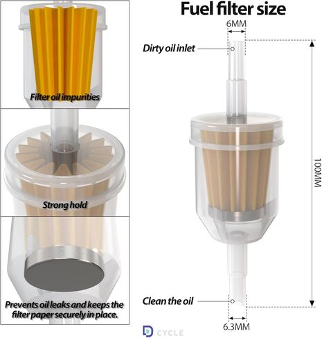 1/4 6mm Fuel Line Gas Hose Oil Filter Clamps Inline Fuel Shut Off Valve Petcock Petrol Switch for 50cc 70cc 90cc 100cc 110cc 125cc Scooter Quad Go Kart Moped Baja BA150 ATV Pit Dirt Mini Pocket Bike in Kuwait