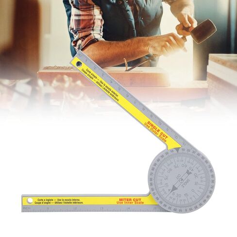 Multifunction Miter Saw Protractor with Measuring Rulers 360 Degree Rotatable Dual Scale Layout Tool for Woodworking Cutting Angle Measurement in Saudi Arabia
