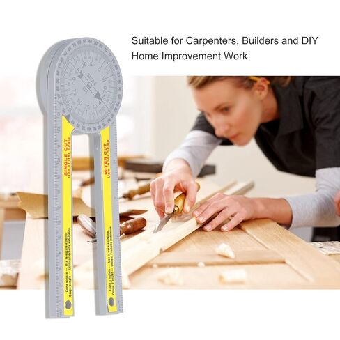 Multifunction Miter Saw Protractor with Measuring Rulers 360 Degree Rotatable Dual Scale Layout Tool for Woodworking Cutting Angle Measurement in Saudi Arabia