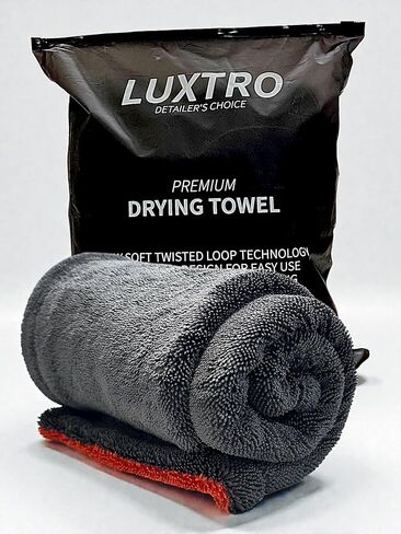 24"x36" Car Drying Towel – Dual-Color Black & Crimson Red | 1300 GSM Twist Loop Microfiber | Ultra Absorbent, Lint-Free, Scratch-Free | Fast Drying for Cars, Trucks & SUVs in Saudi Arabia